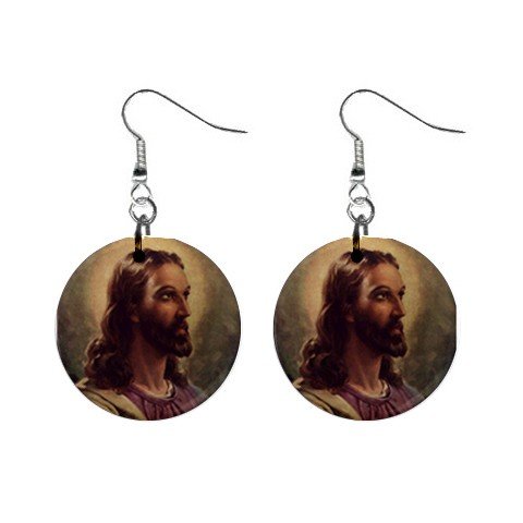 Religious Jesus #6 Dangle Button Earrings Jewelry 1 inch Round 12781829