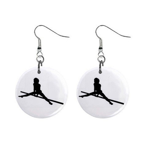 Gymnastics Gymnast #5 Dangle Button Earrings Jewelry 1 inch Round 12779171