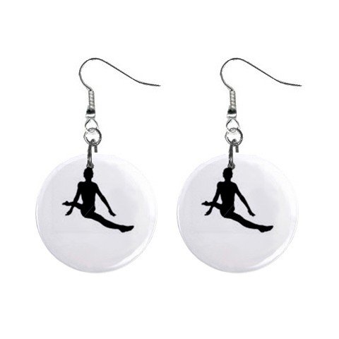 Gymnastics Gymnast #4 Dangle Button Earrings Jewelry 1 inch Round 12779169