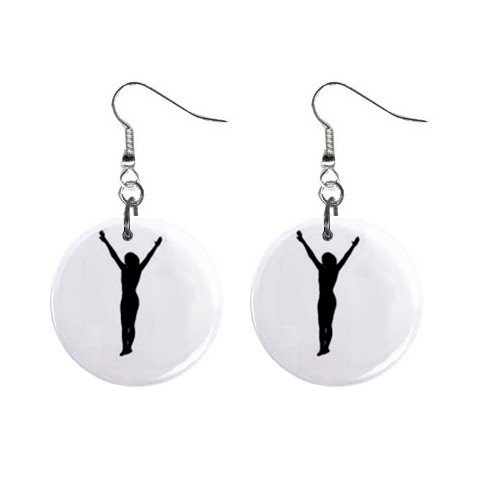 Gymnastics Gymnast #2 Dangle Button Earrings Jewelry 1 inch Round 12779157