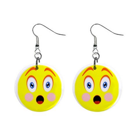 Shock Smiley Face Dangle Button Earrings Jewelry 1 inch Round 12781935
