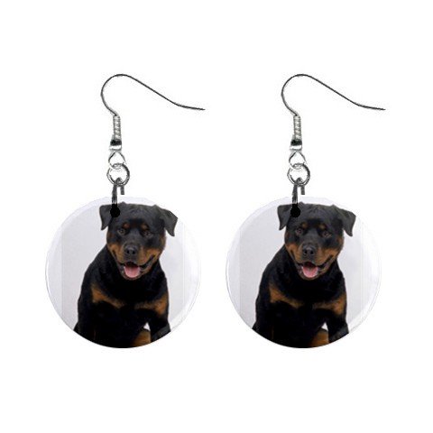 New Dog Rottweiler 1" Round Button Dangle Earrings Jewelry 13126097