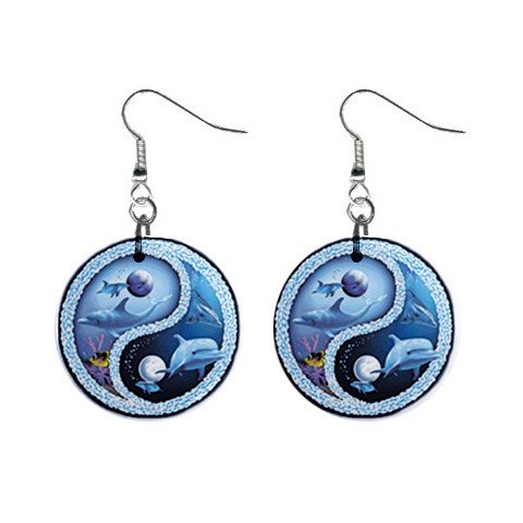 New Ocean Life Dolphin 1" Button Dangle Earrings Jewelry 13020155