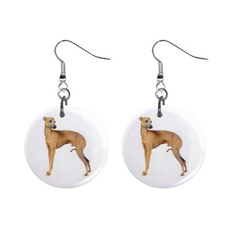New Dog Italian Greyhound 1" Round Button Dangle Earrings Jewelry 13018526