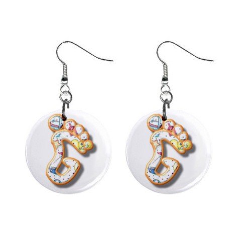 Barefoot Design Monogram Initial 1" Round Button Dangle Earrings Jewelry