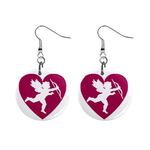 New Cupid Heart Valentine Dangle Button Earrings Jewelry 13479482