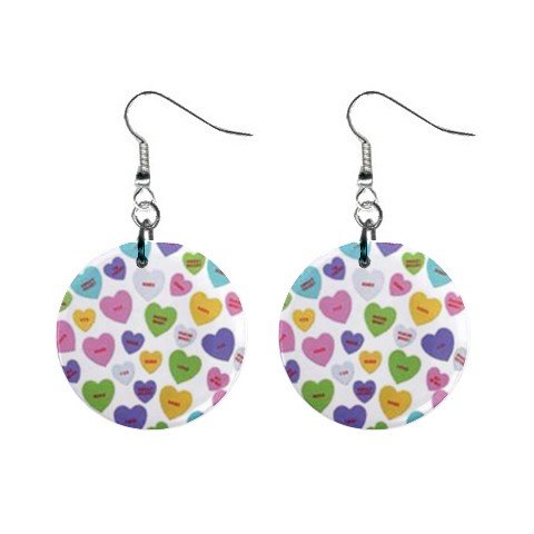 New Conversation Heart Valentine Dangle Button Earrings 13479478