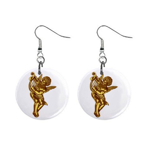 New Gold Cupid Valentine Dangle Button Earrings Jewelry 13483309