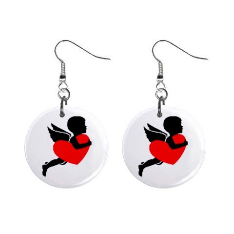 New Cupid with Heart Valentine Dangle Button Earrings Jewelry 13483308