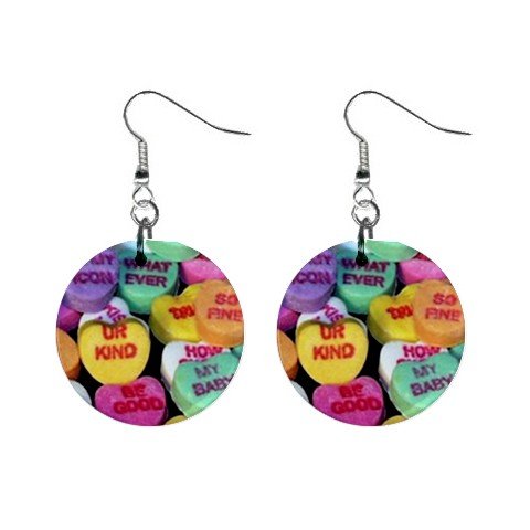 New Valentine Candy Conversation Heart Dangle Button Earrings Jewelry 13479479