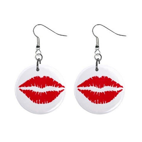 New Red Lips Valentine Dangle Button Earrings Jewelry 13483359