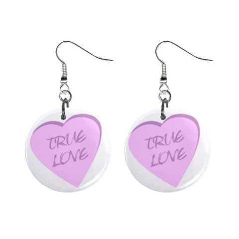 New Pink True Love Heart Valentine Dangle Button Earrings Jewelry 13483314
