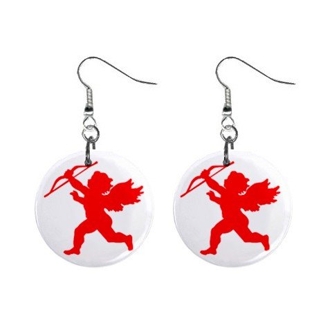 New Red Cupid with Arrow Valentine Dangle Button Earrings Jewelry 13483312