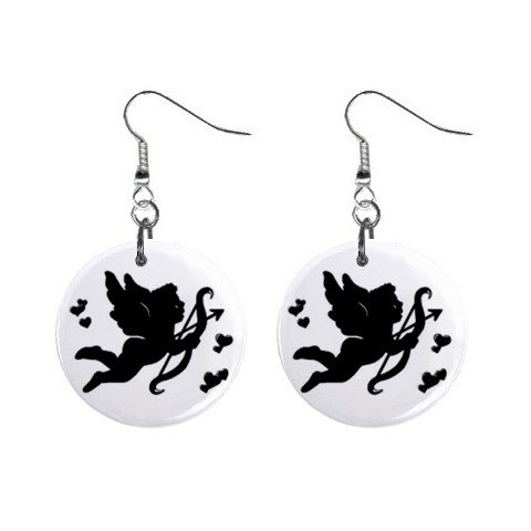 New Black Cupid with Arrow Valentine Dangle Button Earrings Jewelry 13483310
