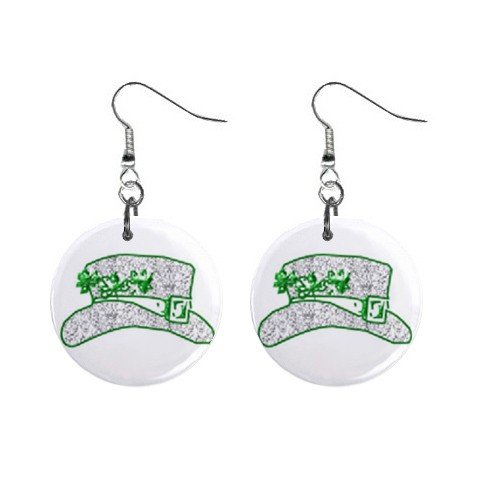 St. Paddy Patrick Day Hat Dangle Button Earrings Jewelry 13501040