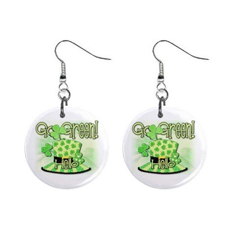 Go Green St. Paddy Patrick Day Dangle Button Earrings Jewelry 13501041