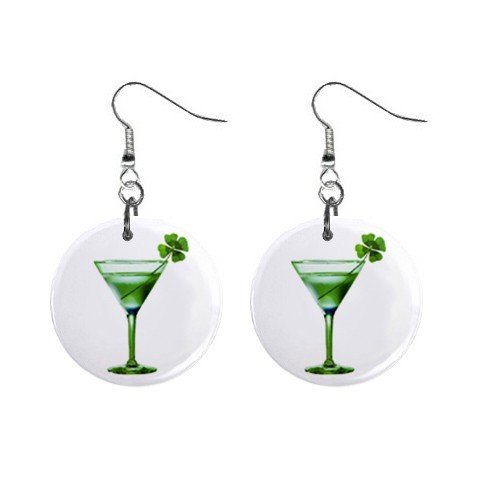 Clover Martini St. Paddy Patrick Day Dangle Button Earrings Jewelry 13501042