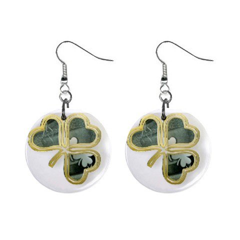 Fancy 3 Leaf Clover St. Paddy Patrick Day Dangle Button Earrings Jewelry 13501047