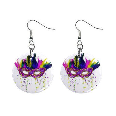Mardi Gras Mask #10 Dangle Button Earrings Jewelry 13534580