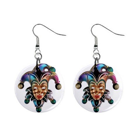 Mardi Gras Jester #8 Dangle Button Earrings Jewelry 13534582