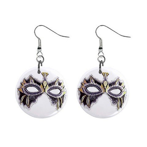 Mardi Gras Mask #7 Dangle Button Earrings Jewelry 13534583