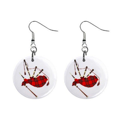 New Bag Pipe Musical Instrument Dangle Button Earrings 14116743
