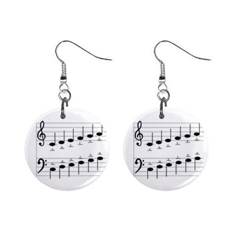 New Musical Note Scale Dangle Button Earrings Jewelry 13690086