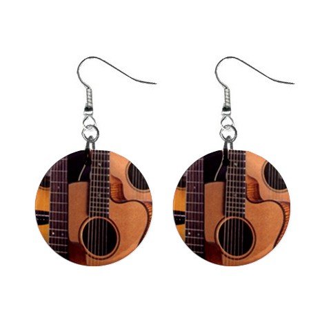 New Guitar Dangle 1" Button Earrings Jewelry 13717676