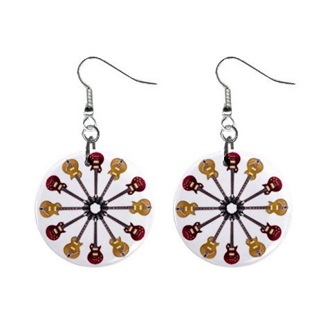New Circle of Guitars #2 Dangle Button Earrings Jewelry 13717659