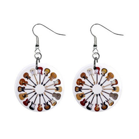 New Circle of Guitars Dangle Button Earrings Jewelry 13717622