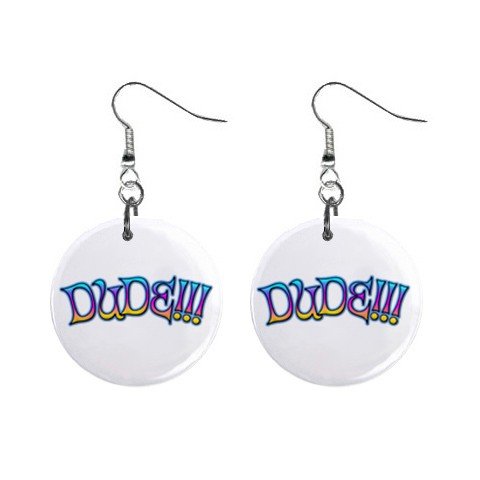 New DUDE!!! Dangle Button Earrings Jewelry 13631424