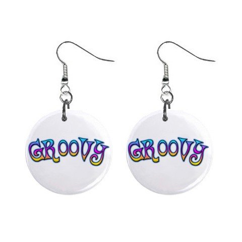 New GROOVY Dangle Button Earrings Jewelry 13631632