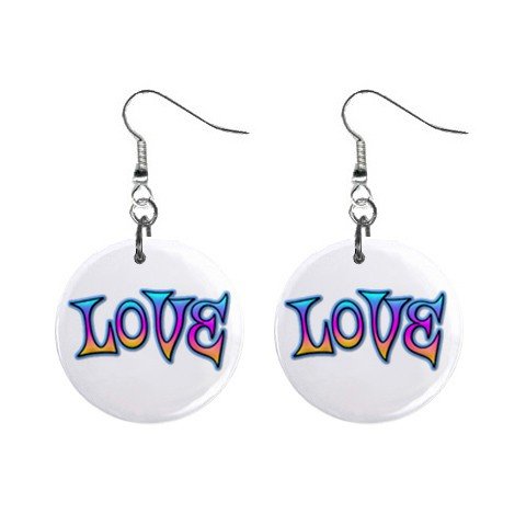 New LOVE Retro Hippie Dangle Button Earrings Jewelry 13631836