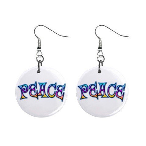 New PEACE Retro Hippie Dangle Button Earrings Jewelry 13631844