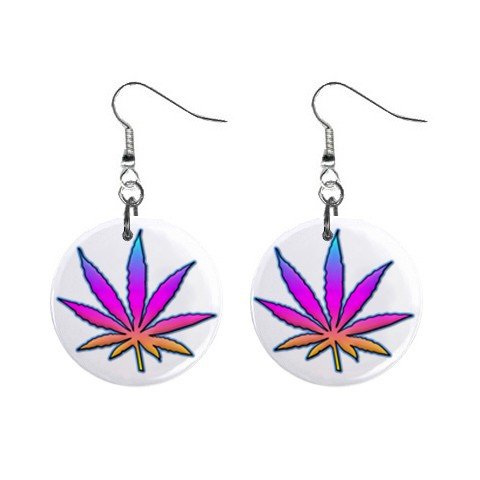 New Pot Leaf Retro Hippie Dangle Button Earrings Jewelry 13631889