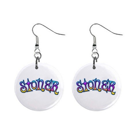 New Stoner Retro Hippie Dangle Button Earrings Jewelry 13634113