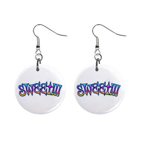 New Sweet !!! Retro Hippie Dangle Button Earrings Jewelry 13634114