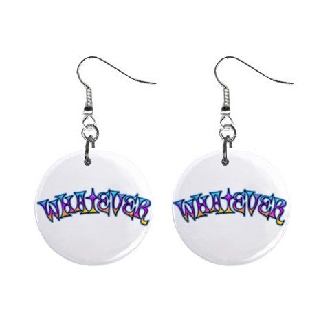 New WHATEVER Retro Hippie Dangle Button Earrings Jewelry 13634117