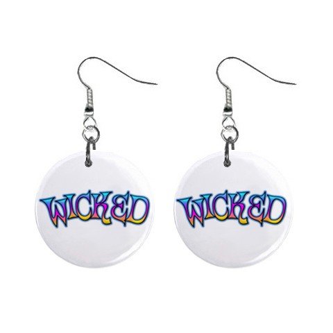 New WICKED Retro Hippie Dangle Button Earrings Jewelry 13634118