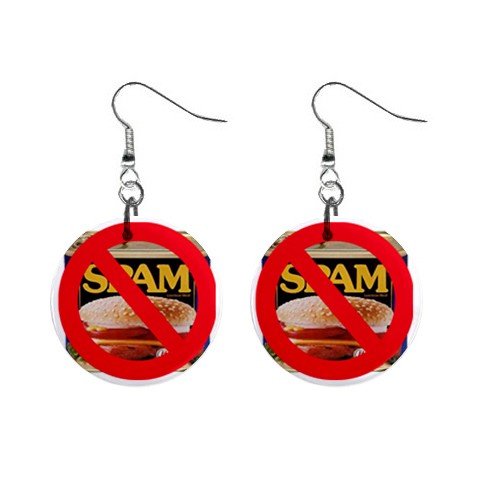 NO SPAM Can of Spam Dangle Earrings Jewelry 1 inch Buttons 13894582