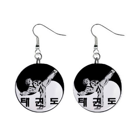 Tae Kwon Do Dangle Earrings Jewelry 1 inch Buttons 13894591