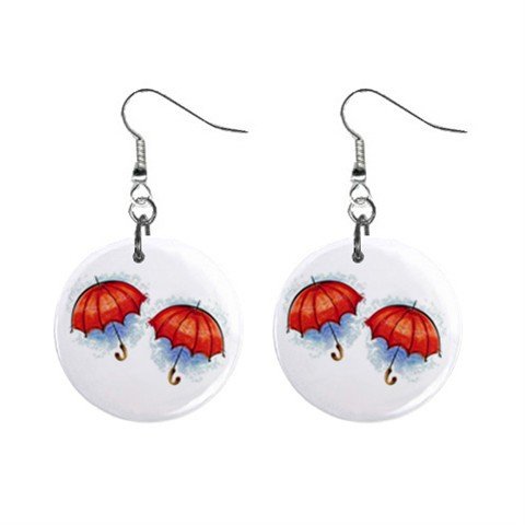 Umbrella Umbrellas Dangle Button Earrings Jewelry 1 inch Round 13969098