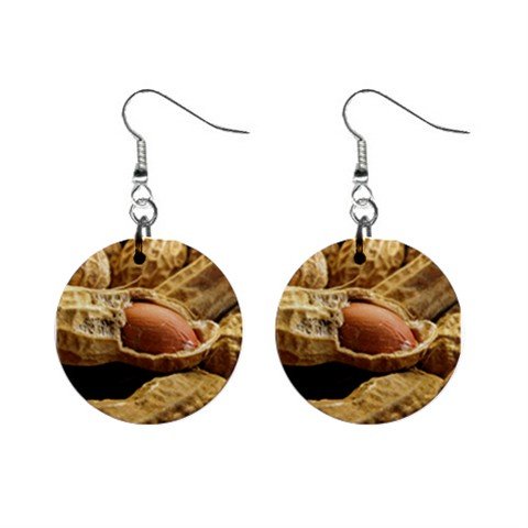 Peanut In Shell Dangle Button Earrings Jewelry 1 inch Round 13038710