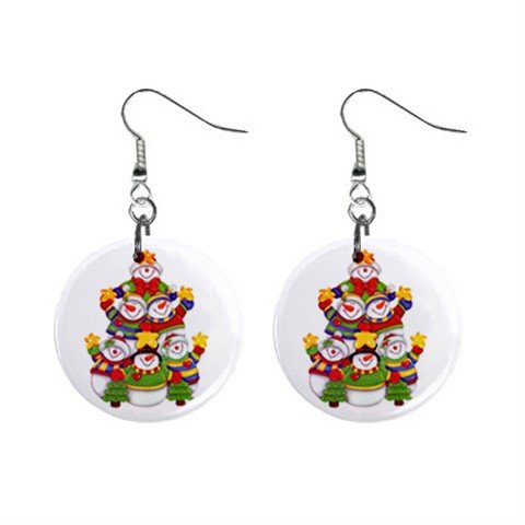 Snowman Family Christmas Dangle Earrings Jewelry 1 inch Buttons 12977657