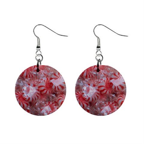 Peppermint Candy Christmas Dangle Earrings Jewelry 1 inch Buttons 12982348