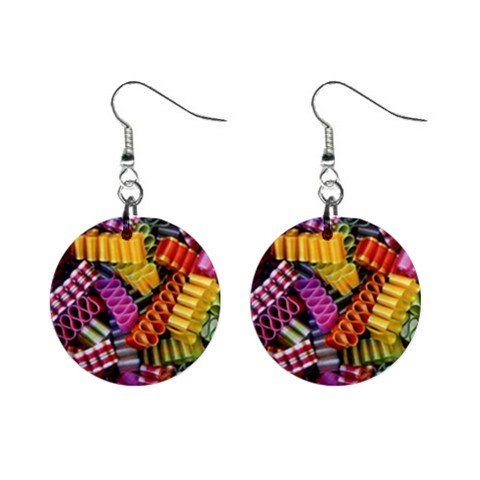 Ribbon Candy Christmas Dangle Earrings Jewelry 1 inch Buttons 12982389
