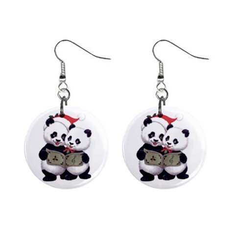 Holiday Pandas Christmas Dangle Earrings Jewelry 1 inch Buttons 13004385