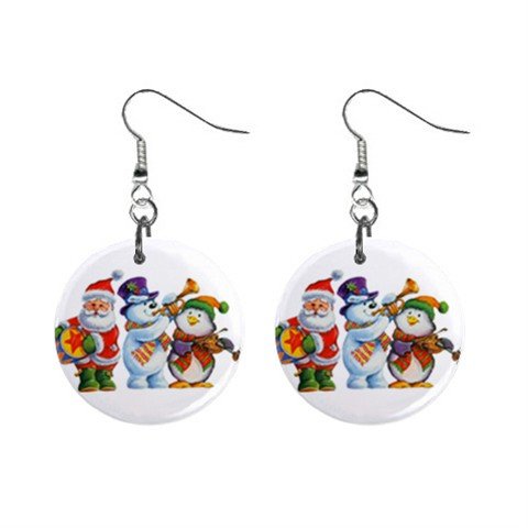 Holiday Band Christmas Dangle Earrings Jewelry 1 inch Buttons 13092704