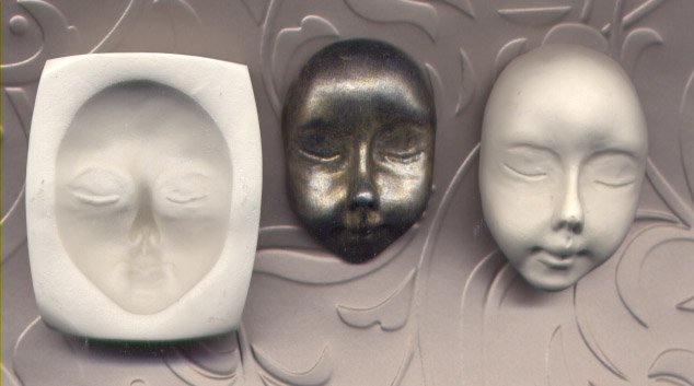 Handmade Polymer Clay Mold Close eyes Doll Face
