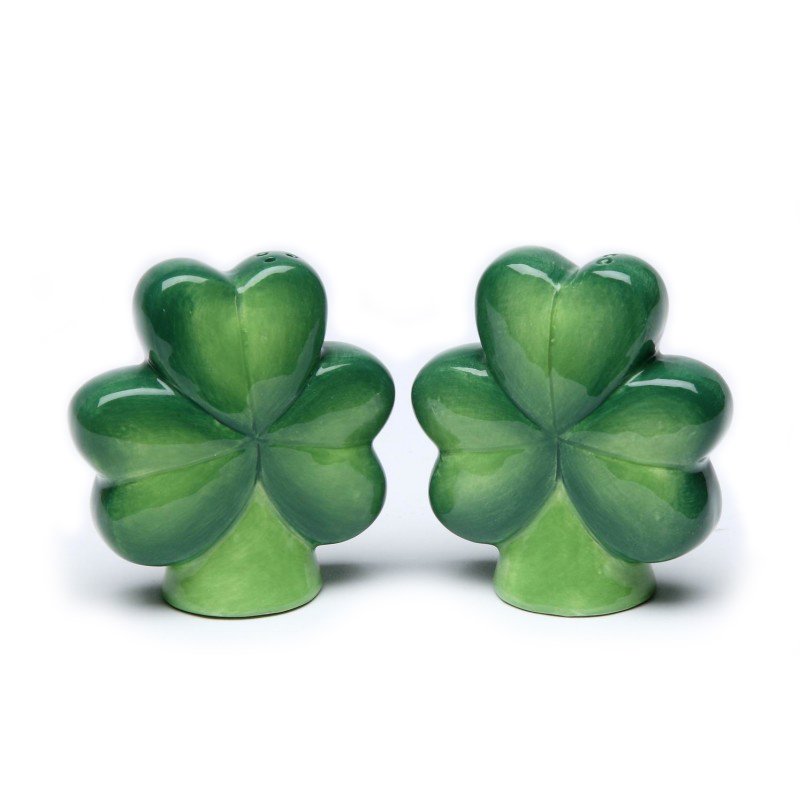 Four-Leaf Clover and Three-Leaf Shamrock Salt and Pepper Shakers